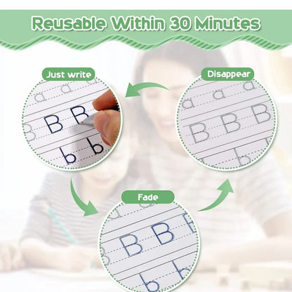 Branmart™ Magic Reusable Practice Book Set (4 BOOKS,1 PEN,1 GRIP,10 REFILL)